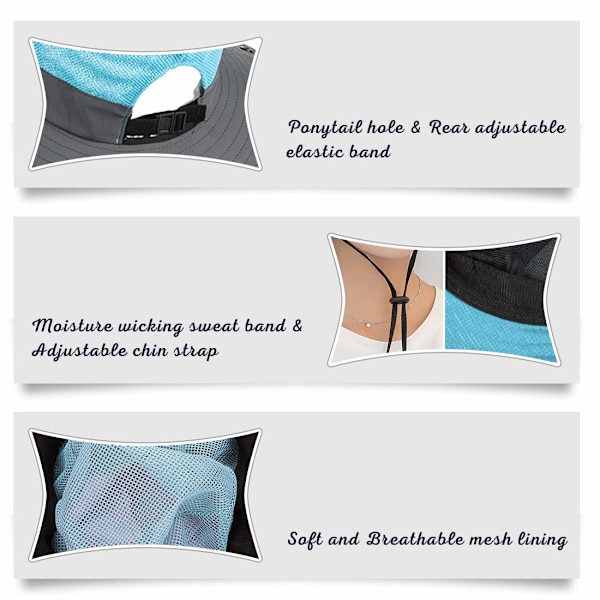 Sommer Dame Solhatt UV-beskyttelse Sommerbøttehatt Foldbar Bred Bremm for Reise Fotturer Fiske Strand