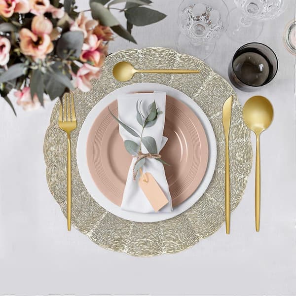 1 st, Bordstabletter Set om 1, Runda Guld Vinyl Bordstabletter Torkbara Var