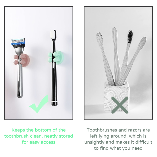 4 st silikon tandborsthållare rakhyvelhållare multifunktionskrok Vattentät självhäftande tandborste krokplugghållare