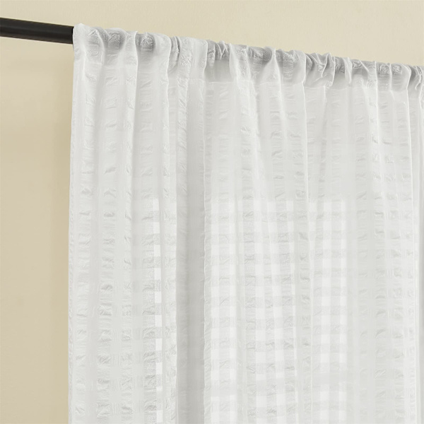Hvite retro blondevoilegardiner, myke pom pom-gardiner i nett for vinduer, linøye, korte, gjennomsiktige for soverom, stue, terrassedør, 117×160 cm