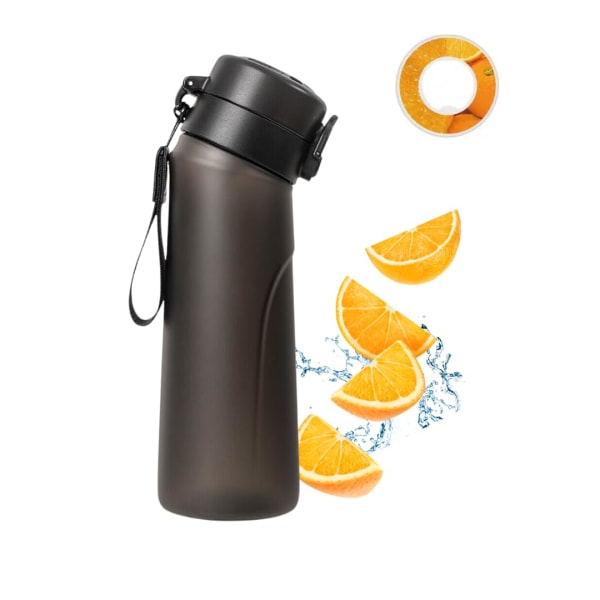 Fruktdoft luktande vattenflaska med sugrör, 750 ml BPA-fri och läcksäker gymflaska idealisk för fitness och utomhus, 1 pod (matt svart)
