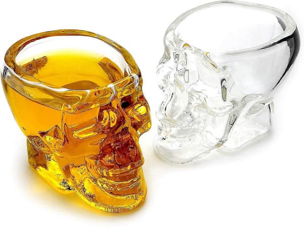 2-pack Shotglas med dödskalledesign, 60 ml kapacitet, 4 mm tjockt glas