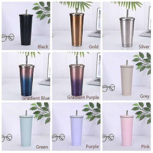 500ml Resemugg med Sugrör Öl Te Drickmugg Vakuummugg Kaffe Juice S