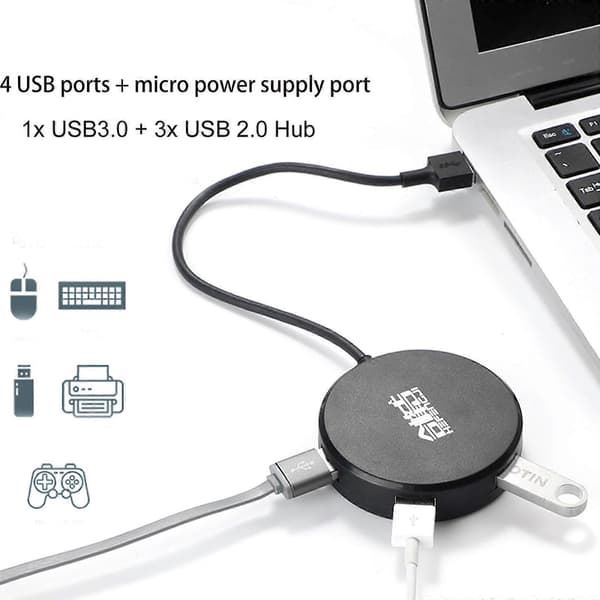 4-i-1 Multi-enheds Ladestation med 1xUSB 2.0 + 3x USB 3.0 porte
