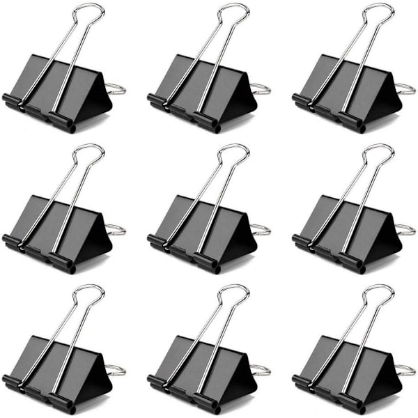 60 stk. Bulldog Clips, 25mm små binderclips, sorte foldback clips metal stationære papirclips klemme