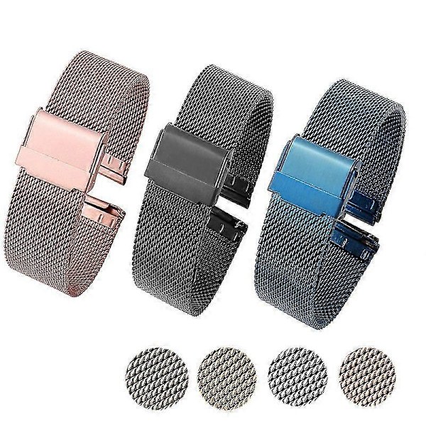 Urrem i rustfrit stål mesh til mænd og kvinder, Quick Release mesh urremme 20mm (rosaguld)