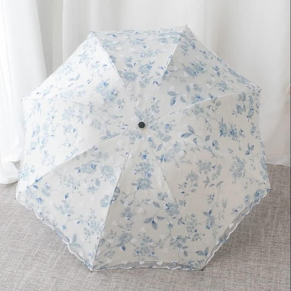 Solparasoll  Spets Dubbeldäck Anti-UV Parasolparasoll (Blå)
