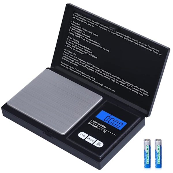 Digital Köksvåg Bärbar Fickvåg 200g X 0,01g Mini Våg Smyckesvåg med LCD-display Batterier Ingår
