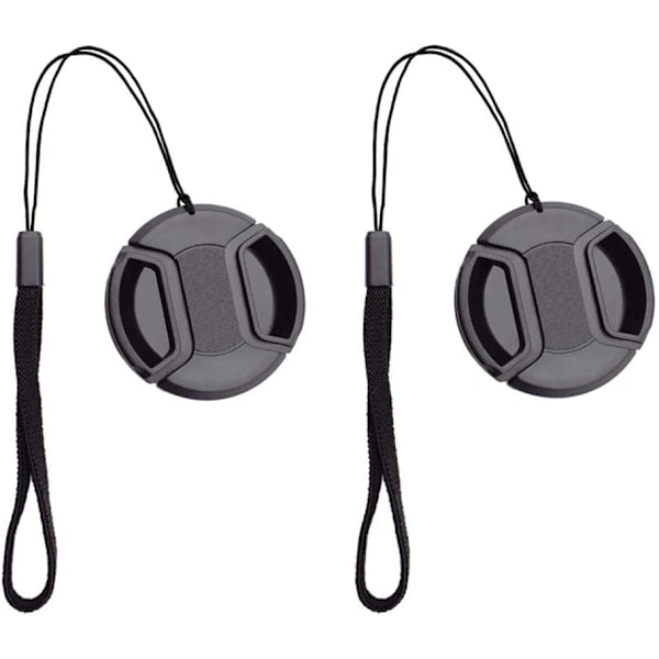 55mm objektivdeksel med holder - 2-pakning