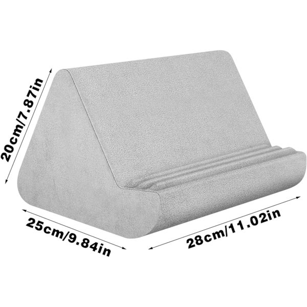 Pehmeä Tablet-telinetyyny taskulla, Tablet-tyynyteline, säädettävä 3 katselukulmaa, Lazy Holder -teline sängylle sohvalle, yhteensopiva iPad-tablettien kanssa Grey
