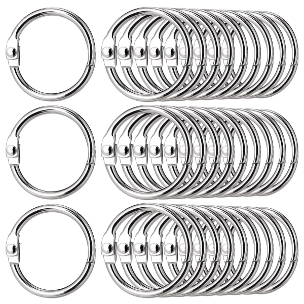 80 stk. ringbinderringe, 25 mm løse ringbinderringe, nikkelbelægning, små runde binderringe, metalbinderringe til flashkort, papir, nøgleringe