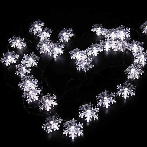 Solar Snowflake lyskæde med 20 LED-fe lys til juledekoration White