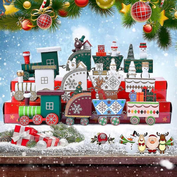 Mini Tog i Tre Julepynt Julepynt Miniatyr Campingvogn Julepynt Minifigurer Interiørdekor