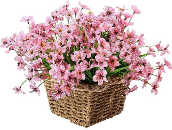 6 st konstgjorda violer, utomhus blekningsfria blommor (rosa)
