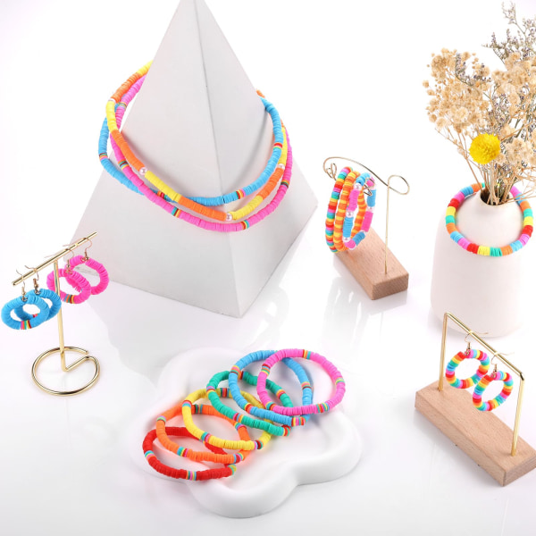 6000 st lerpärlor för att göra armband regnbågsfärg, platta lerpärlor, Heishi pärlor Polymer lerpärlor kit för smyckestillverkning (6 mm)