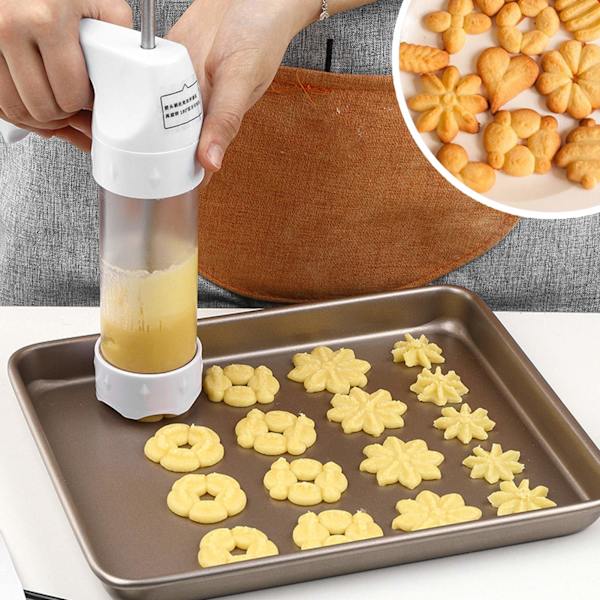 Kjeks Press Maker Kit for DIY Biscuits Maker og Dekorasjon Press Cutter Maker Molds Nozzle Sets for Kakedekorering DIY Kjøkken Bakeverktøy