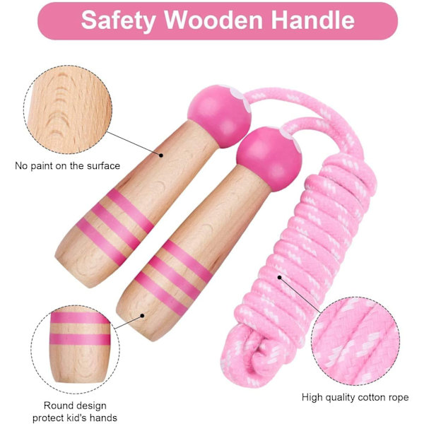 Hopprep för barn, hopprep för barn i trä (rosa)