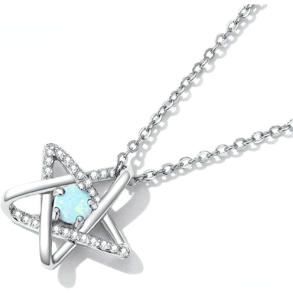 925 Sterling Silver Stjärnhänge Halsband; Silver Halsband Kvinnors Fina Smycken, En Storlek, Sterling Silver, Ädelsten