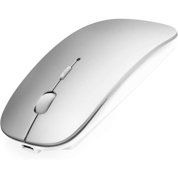 Bluetooth-mus for bærbar PC/iPad/iPhone/Mac(iOS13.1.2 og senere)/PC, oppladbar støyfri mini trådløs mus kompatibel med Android/Windows/Linux