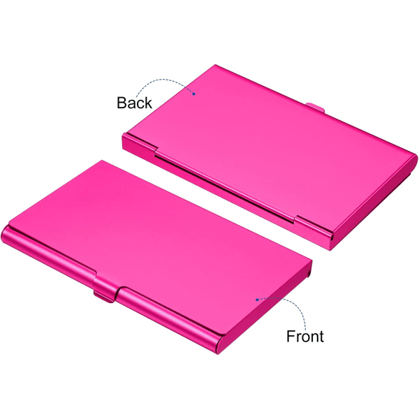 2 delar visitkortshållare, aluminiumlegering flip cover, rosa röd