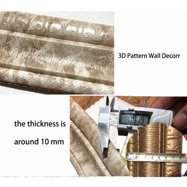 3D selvklebende skrell og lim veggkant vanntett (2,3 m)