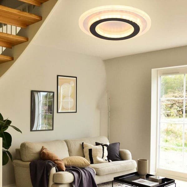 Modern Rund LED Taklampa 20W - Enkel Installation - för Sovrum, Vardagsrum (Vit) Längd: 25 cm / Bredd: 25 cm / Höjd: 5 cm