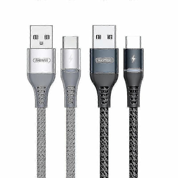 Remax Rc-152a 1m 2.4a Usb Til Usb-C / Type-C Farverigt Data-ladekabel Med Lys (Sølv)