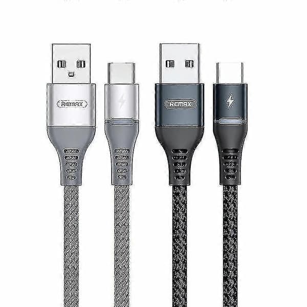 Remax Rc-152a 1m 2.4a USB - USB-C / Type-C Värillinen Hengittävä Datakaapeli (Hopea)