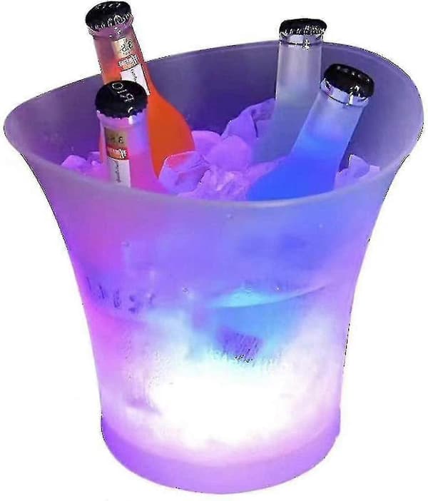 Led Isspand, 5l Stor Kapacitet Flaskekøler - Champagnekøler - Vinkøler - Drikkekøler - Køler Led Vandtæt Med Farveskift, Til Fest