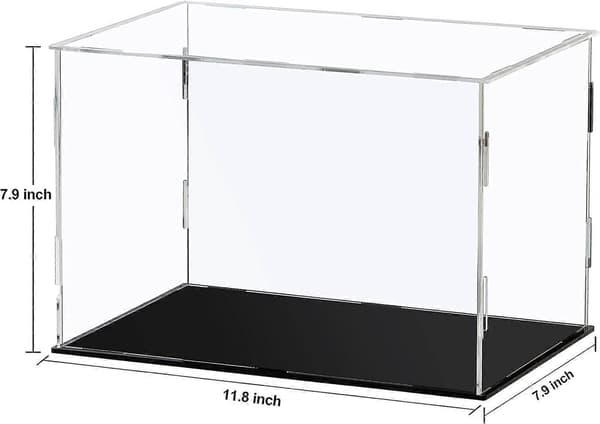 Akryl Displayboks Klar Akryl Bordplade Display Cube til Samlefigurer - Sort, 30x20x20cm (11.8x7.9x7.9in)