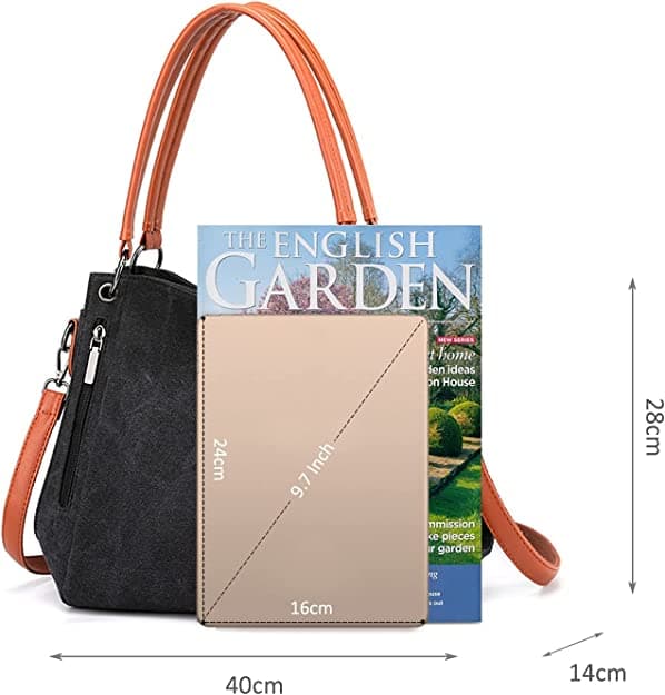 Skuldertaske til kvinder Stor Canvas Tote Taske (Sort)