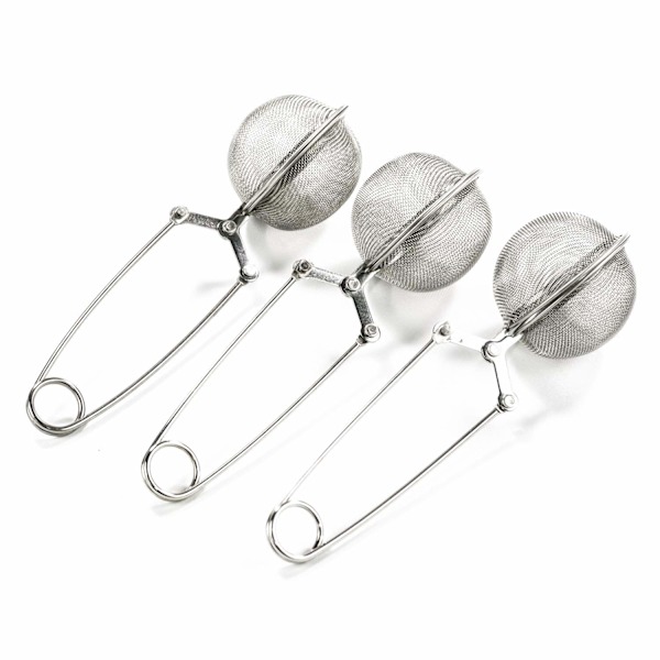 3 kpl Mesh Snap Ball -teepusselia kahvalla irtolehtiteelle ja mausteille - Ruostumattomasta teräksestä valmistettu teepussi - Teesuodatin