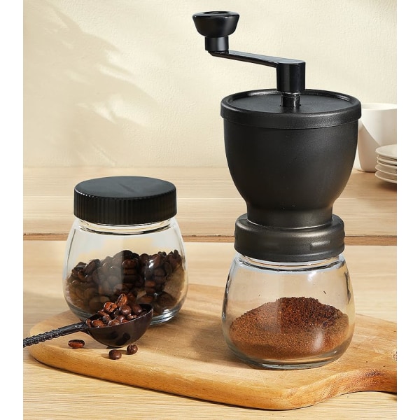 Keramisk håndkaffekvern Manuell justerbar grovhet Keramikkmølle - kaffebønnekvern med 1 ekstra glasskrukker