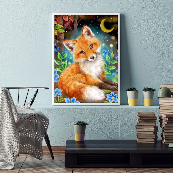 Diamantmaleri Kits, Ræv 5D Diamantkunst Kits, 12x16 tommer