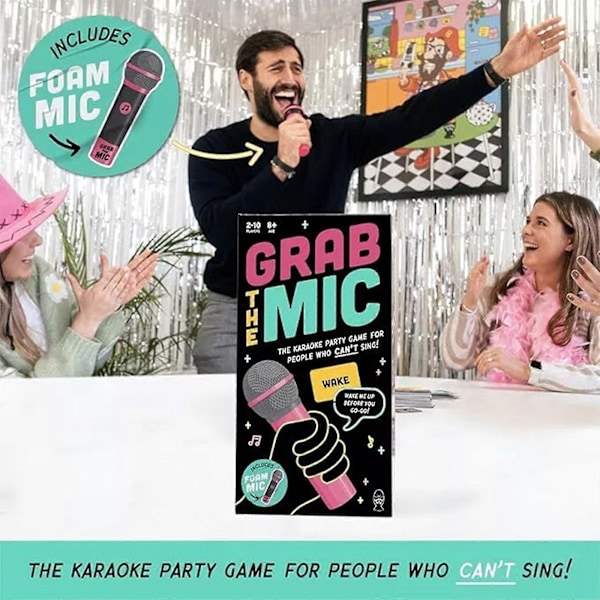 Grab The Mic Karaoke Spill - Spilleglede, 2-10 Spillere, 125 Tekstkort