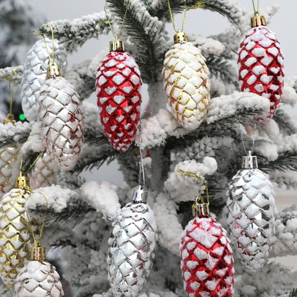 10 st Stora Guldglitter Julkulor - Kottar Julgran - Hängande - Julgransdekoration (Guld-a)