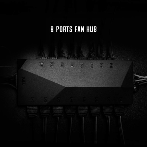 HA-02 Fan Hub til computerens interne ventilatorer, 8 PWM-porte + 8 ARGB-porte, ARGB-bundkortssynkronisering, PWM-funktionel ventilatoradapter