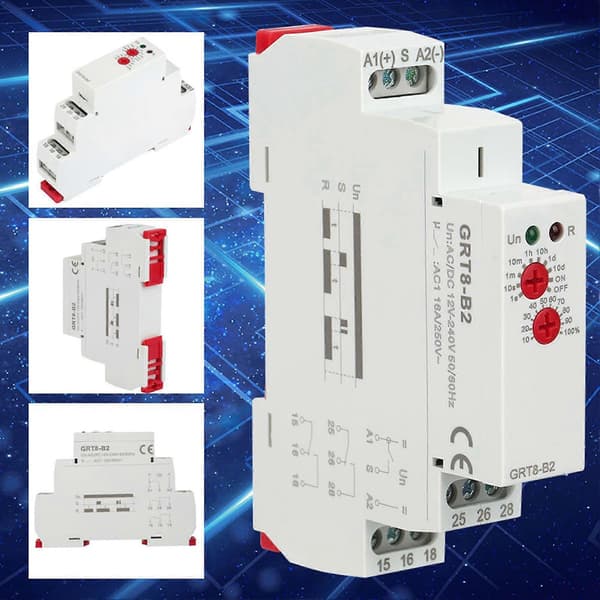 Mini Enkelfunktions Kontroll Din-skena Tidsrelä AC/DC 12V-240V GRT8-B2