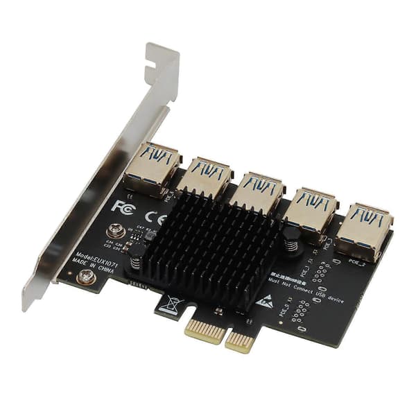 PCI-E Riser Board 1 til 5 GPU Extender Riser Kort USB 3.0 GPU Adapter 16x Slots