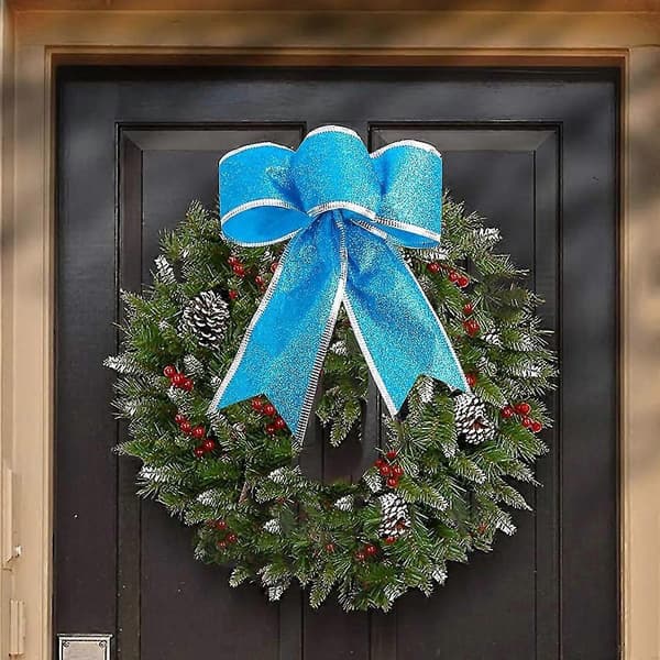 8 st Glitter Julkrans Julgransprydnader för Julfestdekoration sky blue
