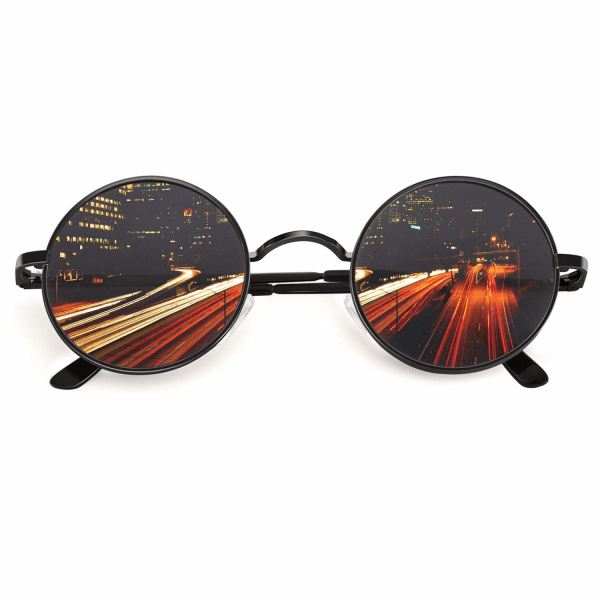 Retro runde solbriller Vintage Style Lennon-inspirerte metallsirkel polariserte solbriller for kvinner og menn