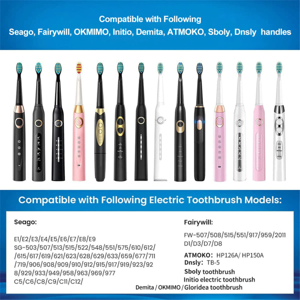Elektriska tandborsthuvuden 5 st kompatibel med Fairywill D7/D8/FW507/FW508/FW551/917/959/SG-E9 Måttligt mjuka borstbyte (svart)