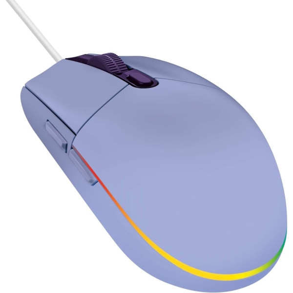 Gamingmus med RGB-belysning, 6 programmerbare knapper, sensor i spillklasse, 6K DPI-sporing, lett purple