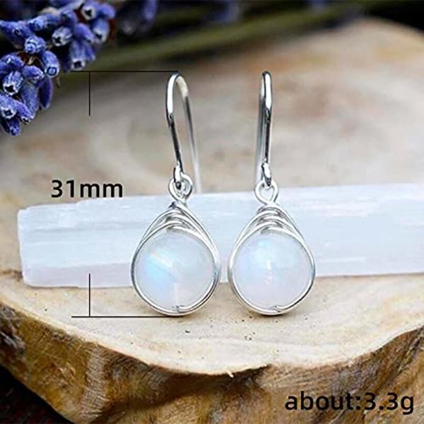 Naturlig månsten 925 Sterling Silver Dangle Drop Örhängen