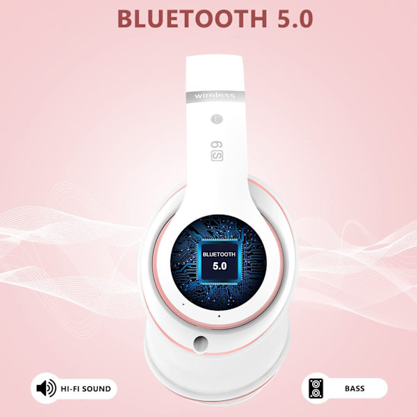 Bluetooth-hovedtelefoner over ear, med HD-mikrofon, FM, TF til pc