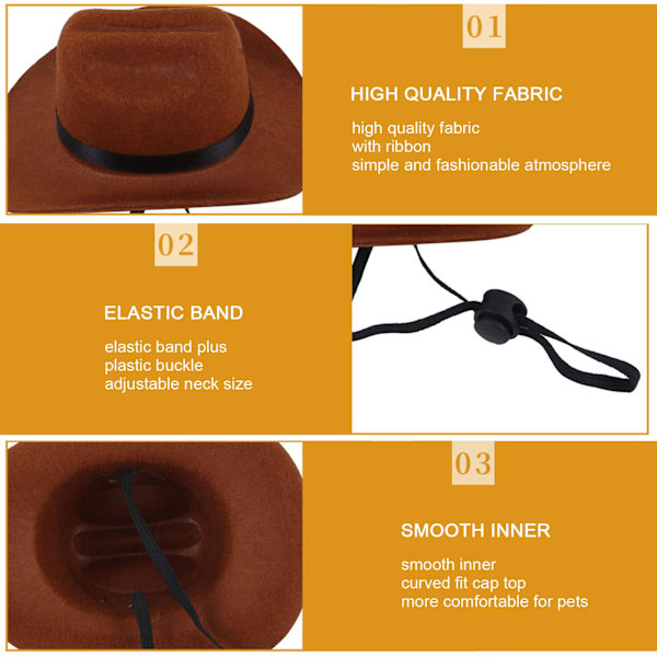 Cowboyhat til kæledyr, hundekowboyhat, kæledyrshundekatcowboyhat, bandana-tørklæde, festleverandør, kostumesæt, kasket, hvalp, kæledyrshundekat, feriefestdekoration til kæledyr