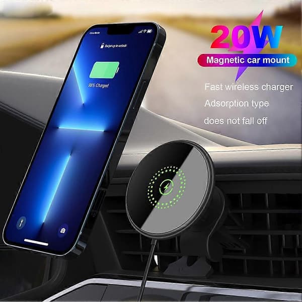 Magnetisk biltelefonhållare 20W snabb trådlös laddare för iPhone 12 13