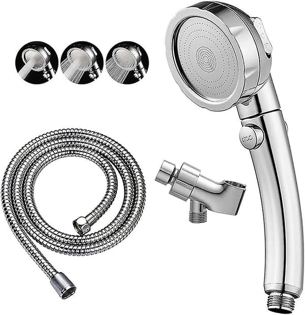 Chrome Høytrykks Håndholdt Dusjhode med PÅ/AV Pausebryter, 3 Spraymoduser Dusjhode med Avstengningsknapp