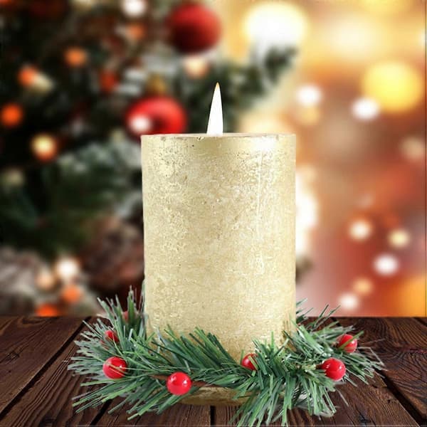 Jul Tealight Ljus Ringar Set om 6 Konstgjorda Bär Högtid Bordsdekoration