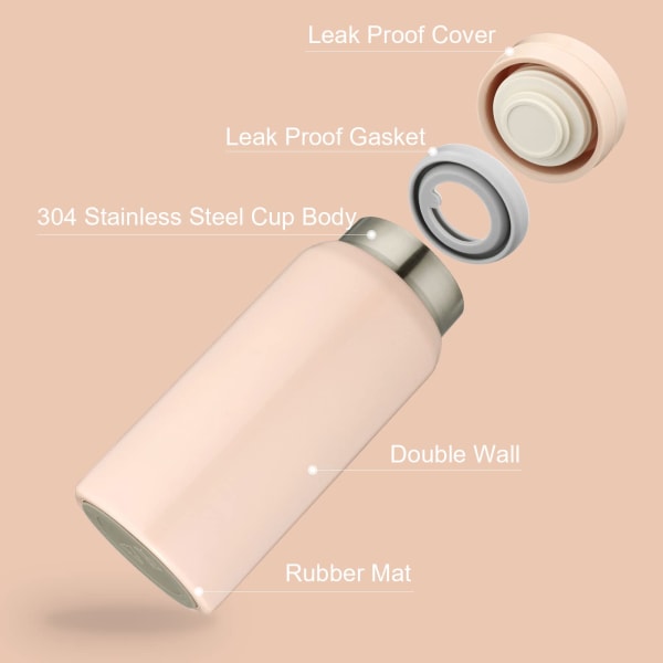 BPA-fri vakuum-isolerede vandflasker i rustfrit stål, behold drikke, mælk i 6 timer, ingen sved, mini kaffekop til håndtaske eller madpakke